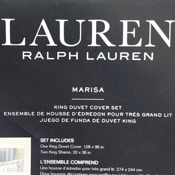 Lauren Ralph Lauren King Duvet Cover Set Cotton 108x96" 2 King Shams Marisa - Picture 7 of 11